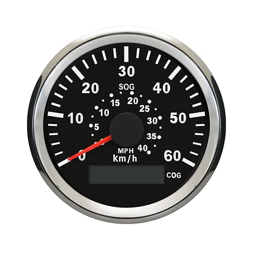 Miniatura 15 de ELING Velocímetro GPS marino Speedometer Speedo Gauge 35MPH con retroiluminación para barco, yate, barco, barco 3-3/8 pulgadas (3.346 in) 12 24
