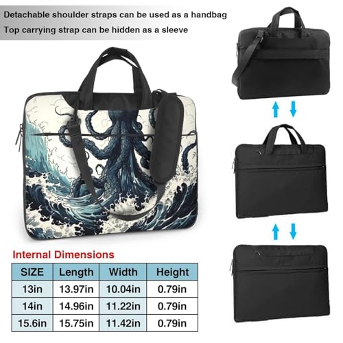 Bolso para portátil con diseño oceánico, negro, 13 pulgadas miniatura 3