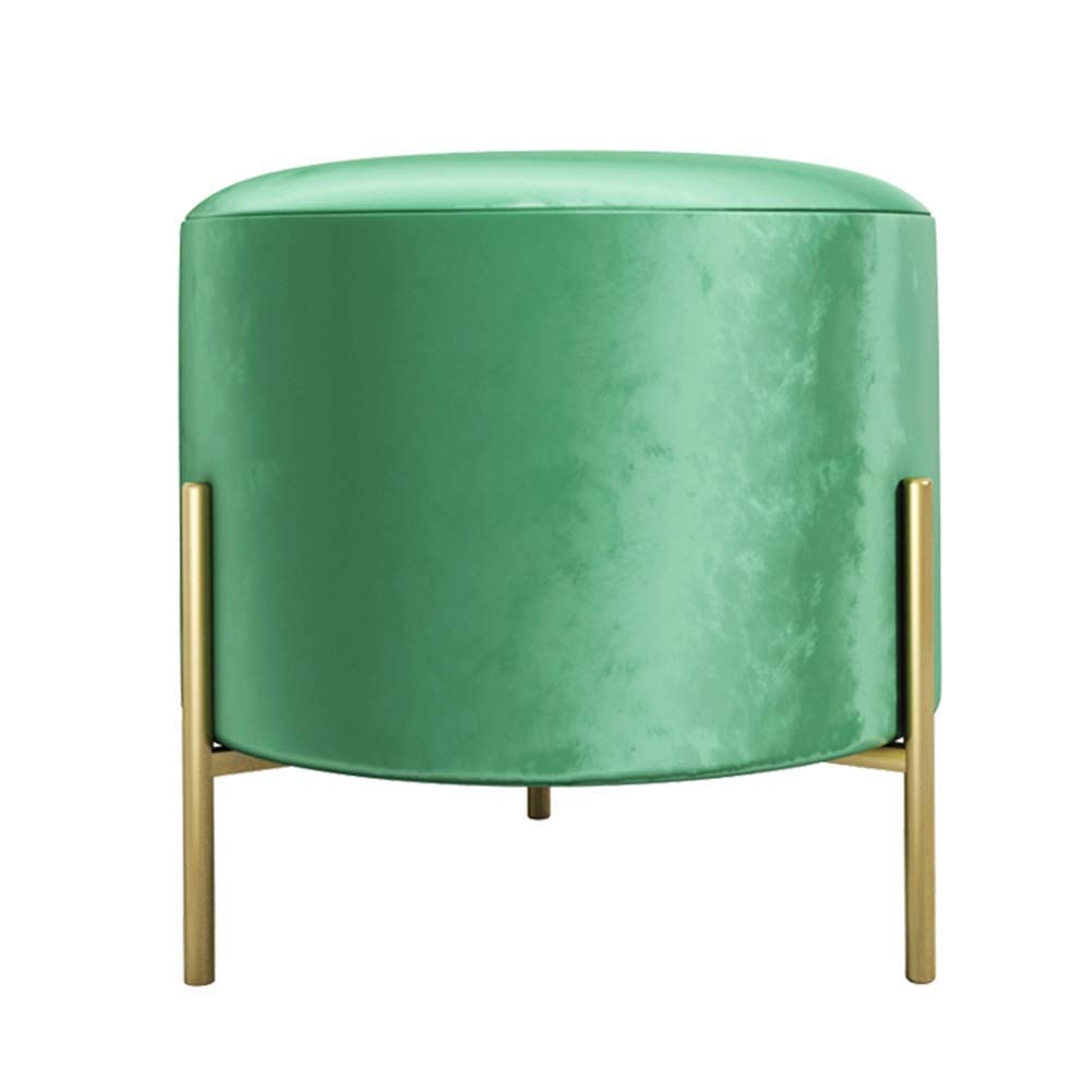 Tabouret de coiffeuse élégant en fer forgé et velours de tissu vert premium