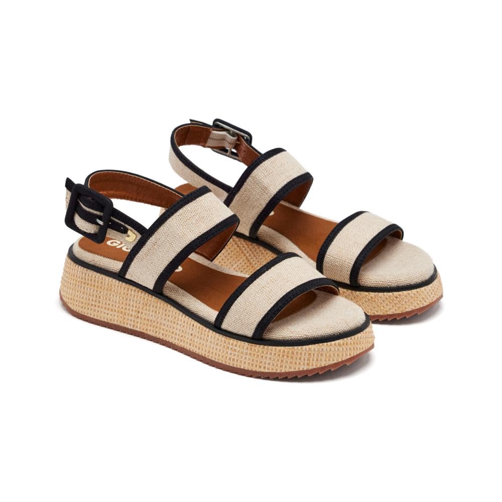 GIOSEPPO Women's Eastford Wedge Sandal, Black/White, 3.5 UK