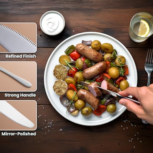 AEX 6X Stainless Steel Table Knives Set | Compact & Versatile Cutlery for Butter, Cheese, and Dining | Ergonomic Design, Dishwasher-Safe, Durable Serrated Blades - Image 5