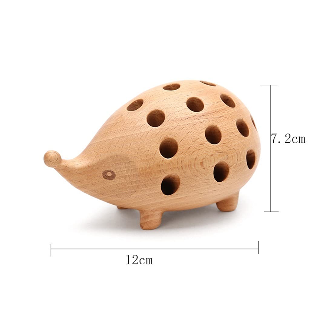 Porte-Stylo Titulaire de Stylo de hérisson Massif créatif en Bois Massif de Grande capacité Porte-Stylo de Stylo littéraire Porte-Stylo de Rangement Pot à pinceaux