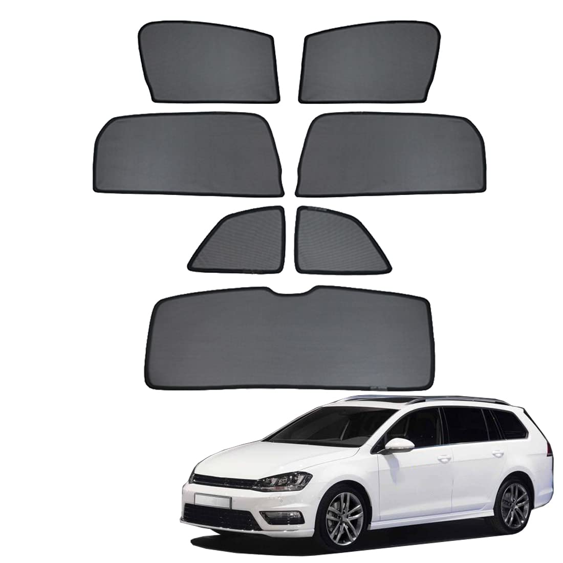 Sonnenschutz Auto Vorhang Für Baby Kinder Sonnenblende Für Golf 7 Variant 2013-2020 UV Schutz Magnetisch Sonnenschutz Für Autofenster Seitenscheibe Schwarz,7PCS