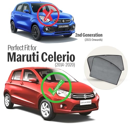 Image of Autofact Car Sunshades for Maruti Celerio (2014 to 2021), UV Protection, Useful Car Accessories, Custom fit Sun Shades for Side Windows, Set of 4