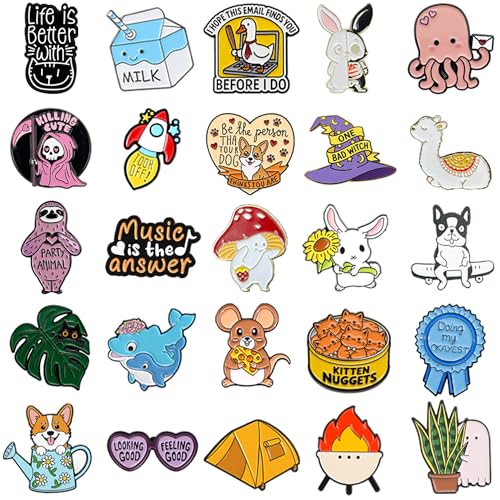 20/40/50 Pcs Cute Enamel Backpack Pins, Funny Anime Enamel Lapel Pins Bulk Set Cool Brooch Button Pins Badge Aesthetic for Backpacks, Bag, Jacket, Kids, Girls, Festival Present (Random Style)