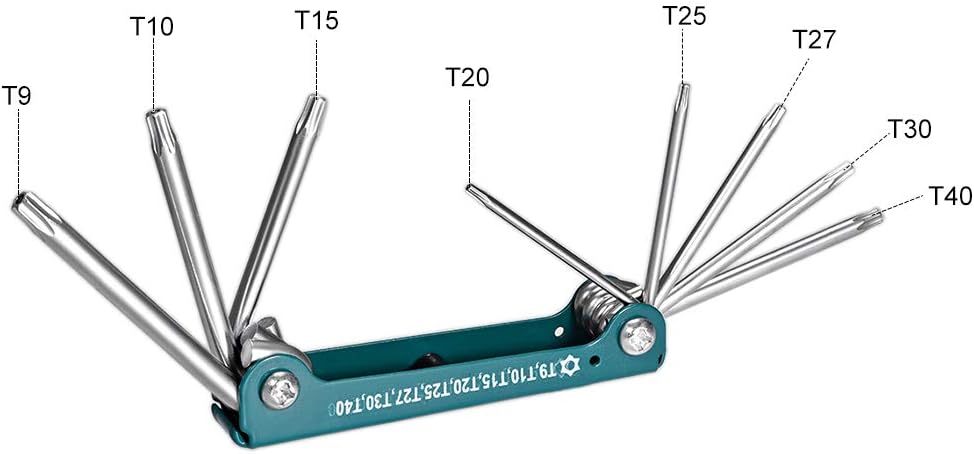 uxcell Torx Hex Key Set, 8 in 1 Folding Combination Wrench for Repair Tool