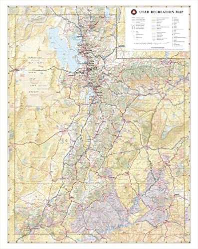Benchmark Maps: Utah Recreation Wall Map - 28 X 35 Inches - Paper #TOP4
