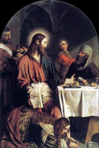 Art Oyster Moretto Da Brescia Supper in The House of Simon Pharisee - 16" x 24" Premium Canvas Print