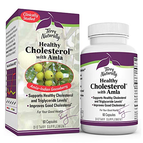 Terry Naturally Healthy Cholesterol with Amla - 60 Vegan Capsules - Supports Healthy Triglyceride Levels, Cardiovascular Health, Antioxidant - Non-GMO, Gluten-Free, Kosher - 30 Servings