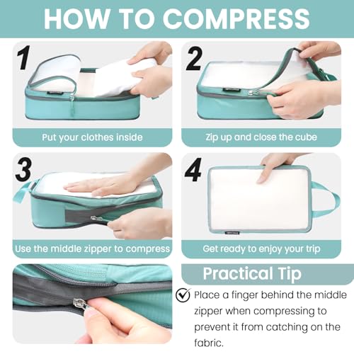 Image of BAGAIL 6 Set Ultralight Compression Packing Cubes Packing Organizer for Travel Accessories Luggage Suitcase Backpack
