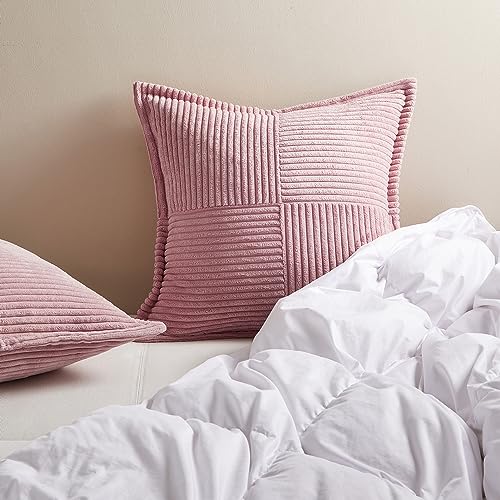 Topfinel Pink Pillows Sofa Autumn Cushion Covers 45cm x 45cm Plain Leather Powder Pink Fluffy Cushion Scatter Pillowcases 18x18 inches for Girls Bedroom - Image 4