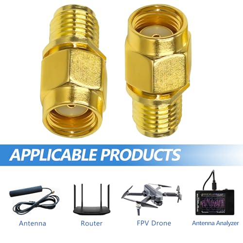 Image of TUOLNK 2PCS SMA Coax Connector Gender Changers, Female to RP-SMA Male Coaxial Adapter, Low Loss Coax Cable for Radio Antenna, Audio