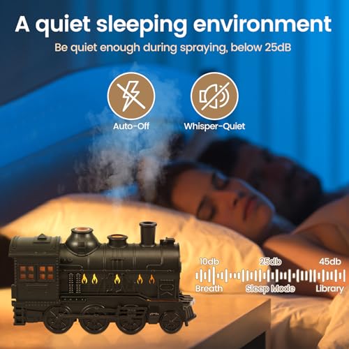FALESOUL Essential Oil Diffuser, 300ml Retro Train Humidifier for Bedroom, Living Room, Office Magic Train Humidifier, 2 Spray/Night Light Modes Auto Shut-Off for Home Office Hotel Birthday Gift