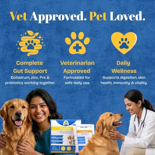 Image of FurrGut Dog Probiotic Supplement for Dogs & Cats - Pre & Probiotic Powder for Gut Health, Loose Motion, Diarrhea, Gas & Digestion Support | Pet Immunity Booster | 20 Sachets Each (Pack of 2)
