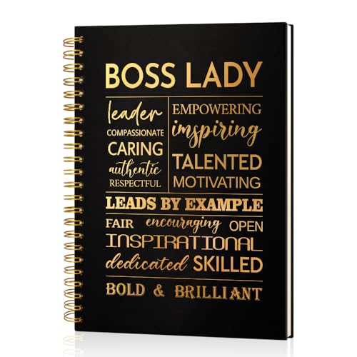 Msticey Boss Lady 160 Blank Pages Gold Foil Hardcover Spiral Notebook New Business Owner Gifts Women Boss Gifts for Boss Female Appreciation Gifts for Women Entrepreneurs Boss Day Womens Day Gifts