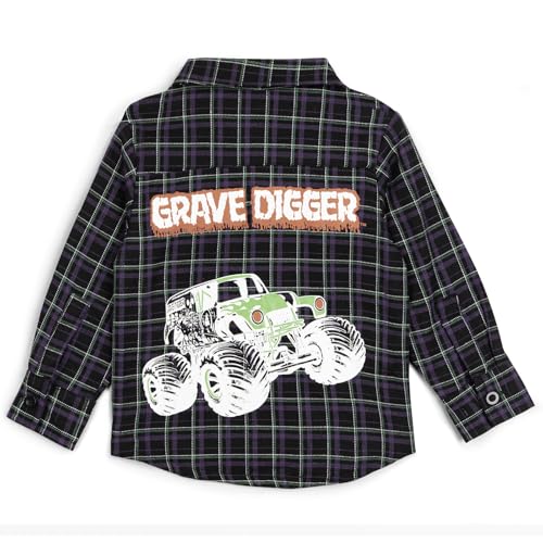 Monster Jam Flannel Matching Family Button Down Shirt Toddler to Adult Grave Digger4