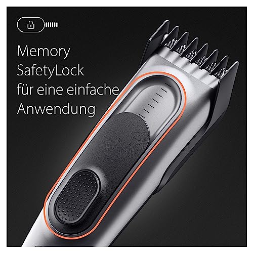 Braun Haarschneider Series 7, Haarschneidemaschine und Rasierapparat für Herren, Haartrimmer mit Ultrascharfe Klingen, 17 Längen, 2 Kammaufsätze, 50 Min. Akku, Abwaschbar, HC7390, Grau