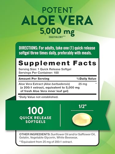 Nature's Truth Aloe Vera Softgels | 5000mg | 100 Count | Non-GMO and Gluten Free Supplement - Image 3
