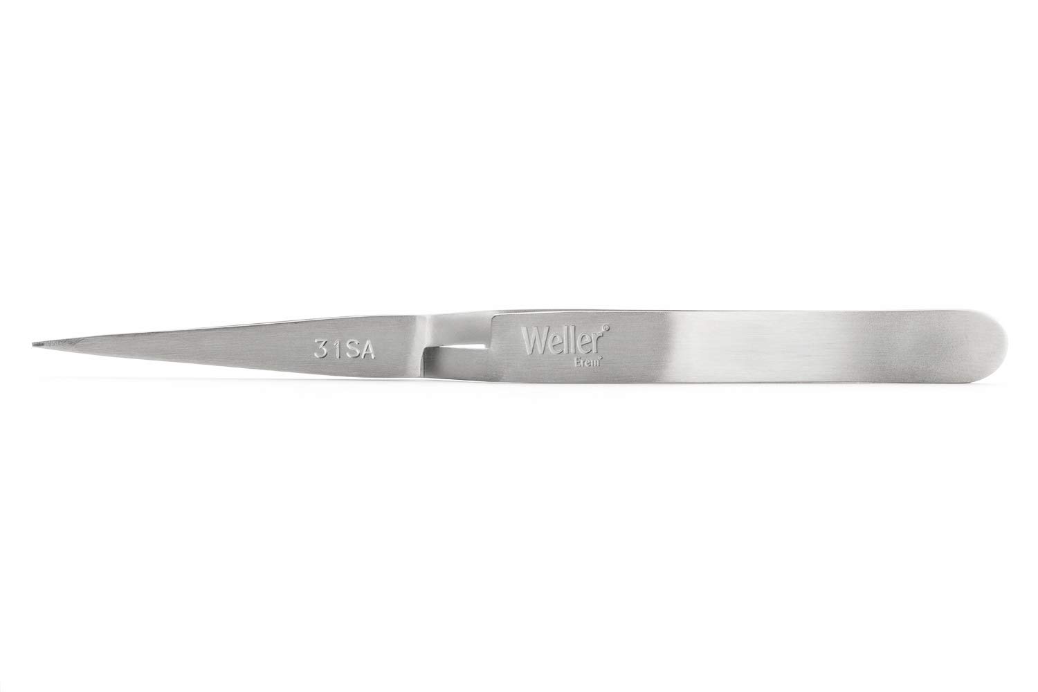 Weller Erem 31SA Reverse-Action Tweezers with Strong Pointed, Straight, Tapered Tips, 125 mm, Silver