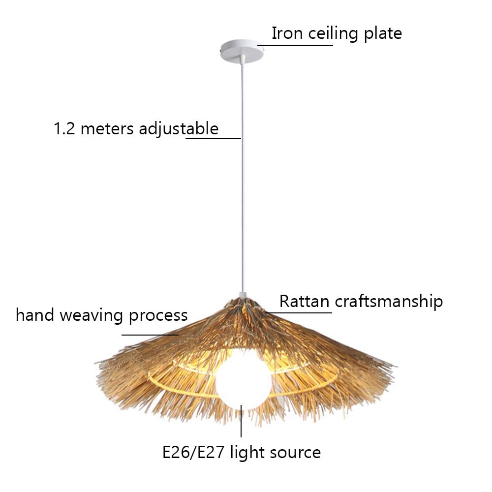 Lámpara Colgante - Ratán De Bambú Cubierta De Lámpara De Nido De Pájaro De Mimbre Tejida A Mano Lámpara De Araña Retro Estilo Japonés E27 Lámpara Colgante Linterna 1 Luz para Sala De Estar,