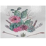 ABAKUHAUS Kaktus Puzzle, Exotische Blumenstrauß-Weinlese, Heirloom-Qualität lustige Aktivität für die Familie langlebiger Karton, 1000 Stücke, Grün, Rosa, Braun