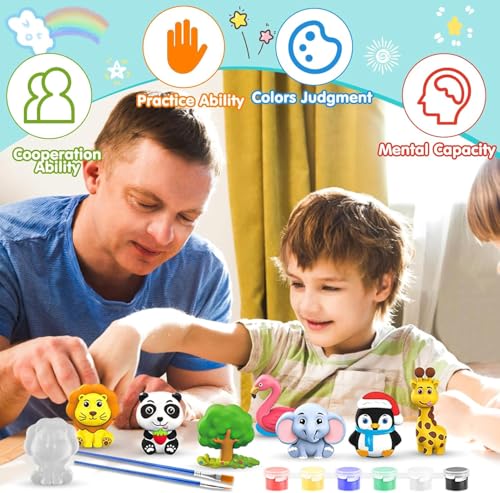 SUPER TOY DIY Mould and Paint Craft kit, Paint Your Own Animal Painting Kit Plaster Figurine Set with Pigments, Palette & Mold Art & Craft Set - Educational Toys for 3-12+ Year Old Boy & Girl