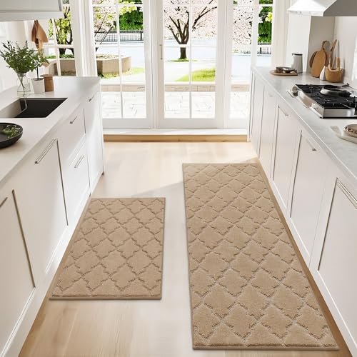 COSY HOMEER Soft Kitchen Rugs 2-Piece Mats, 24x35 & 24x60