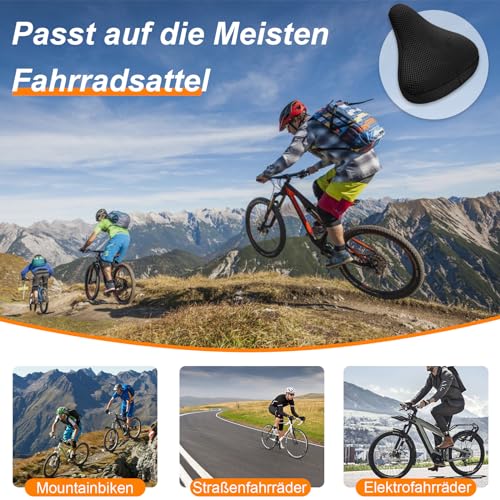 Fahrradsattelbezug, Atmungsaktiver Gepolsterter Sitzbezug 2 Stück, Fahrrad Sattelbezug, Fahrradsattelbezug Gepolstert, Fahrradzubehör für Meisten Fahrräder wie Rennrad, Mountainbike, Schwarz
