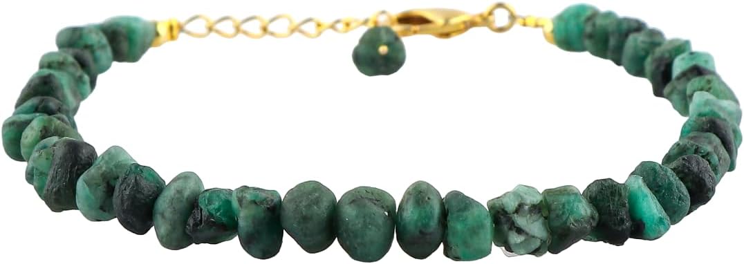 Genuine Raw Gemstone Bracelet, Handmade Bohemian Jewelry, Rough Stone Gold Plated Bracelet, Chakra & Healing Crystals, Christmas Gift for Her (Size.7+1inch)