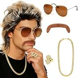 XINSUO Peluca Funky Afro de los 70, Peluca afro, Peluca Hombre, Pelucas Graciosas, Disfraz de Peluca Rizada, Peluca de los años 80, Accesorios (Marrón)