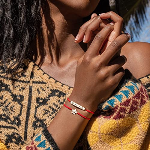 Karma And Luck - Obstacle Crusher - Women's 18K Gold Plated Brass Elegant Lotus Charm Red String Adjustable Bracelet To Help You To Achieve Enlightenment Handmade With Love In Bali #TOP2