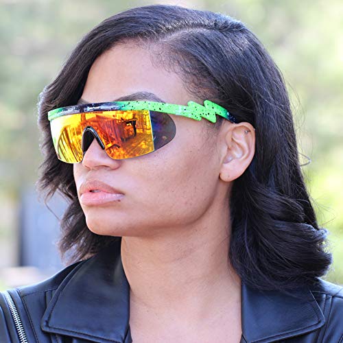 FLAWLESS EYEWEAR Semi Rimless Goggle Style Retro Rainbow Mirrored Lens ZigZag Sunglasses3