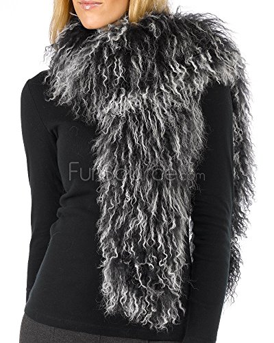 Mongolian Lamb Fur Scarf - Black & White2