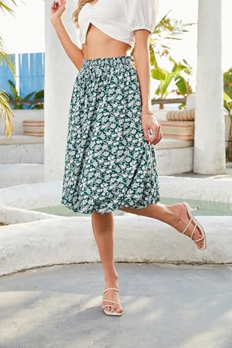 Elegant mid Length Skirt Elastic Waist Floral Bohemian Design for Women Summer Versatile Little Fresh Pompon Bouffant Skirts3
