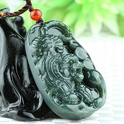 EASTCODE Charming Hetian Jade Hand-Carved Stone Zodiac Tiger Pendant Necklace Pendant Jewelry for Men and Women