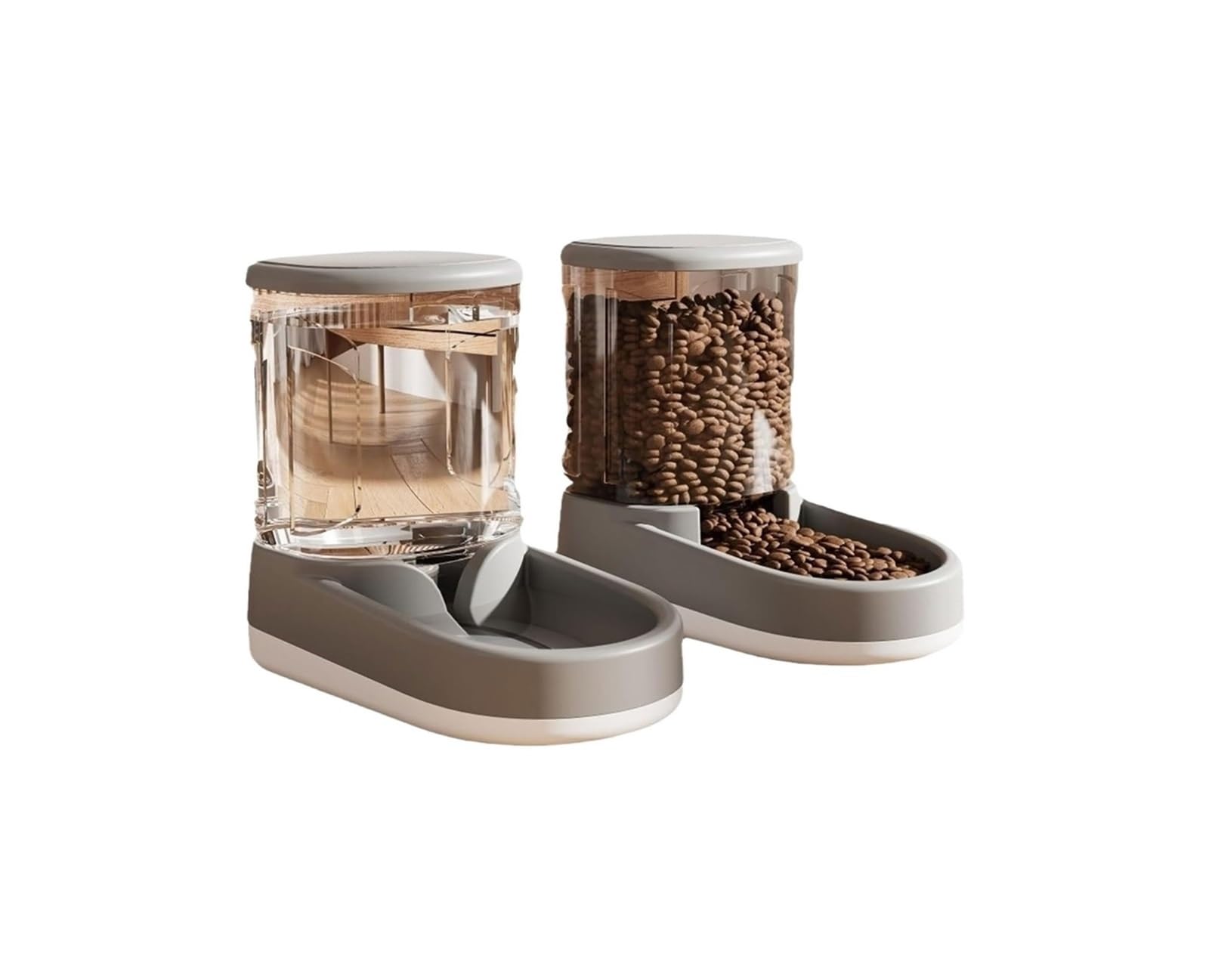 FGJsfhrDTU Food Water Set, Automatic Pet Feeder for Small Medium Gray