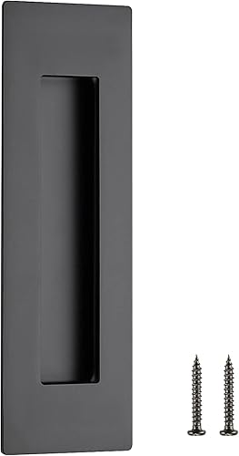 Ravinte Paquete de 1 manija negra para puerta corrediza de armario, tiradores empotrados negros de 7 pulgadas de longitud, para puerta corrediza de