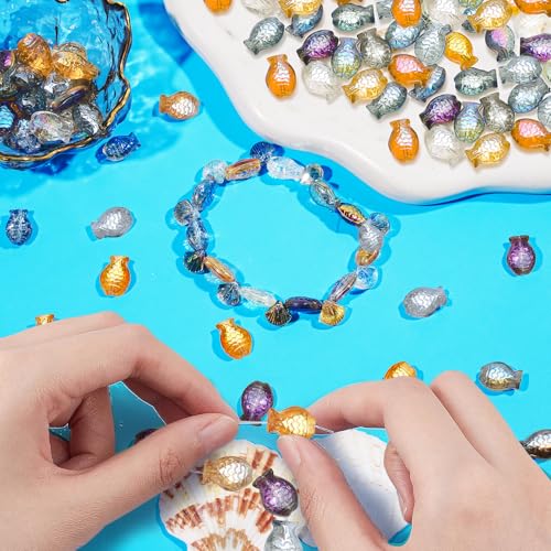 120Pcs Colorful Fish Glass Beads Electroplate Fish Beads Sea Ocean Animal Beads for Jewelry Making DIY Beading Bracelets Crafts by X Hot Popcorn - Image 5