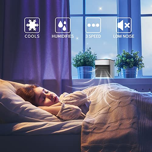 Ar-condicionado portátil, ventilador de refrigeração 4 em 1 multifuncional atualizado com 3 velocida
