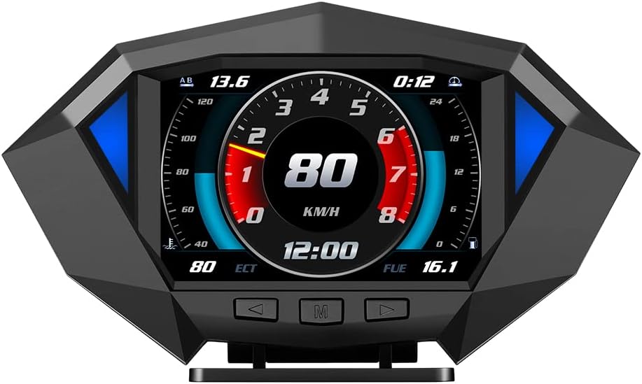 Upgrade HUD P1 Car Head Up Display OBD Mode, 3-in-1 Smart GPS Odometer and Slope Meter for All Vehicles