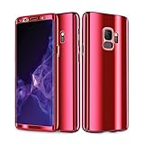 Galaxy S9 Case Galaxy S9 Plus Case 3 in 1 Full Body Plating Mirror Ultra Thin Skin Protective Cover for Samsung Galaxy S9/S9 Plus (Galaxy S9 Plus, red)