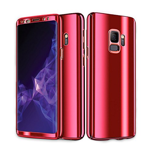 Eari Galaxy S9 Case Galaxy S9 Plus Case 3 in 1 Full Body Plating Mirror Ultra Thin Skin Protective Cover for Samsung Galaxy S9/S9 Plus (Galaxy S9 Plus, red)