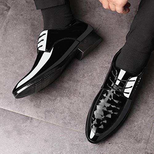 Mens Breathable Leather Shoes Retro Dress Shoe for Men Business Formal Shoe Patent Red Leather Shoes Arch Support Dating Comfortable Office Suit Footwear Casual Brogues2