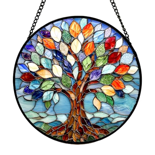 Sonnenfänger Fenster Lebensbaum, 9.8' Acryl Suncatcher mit Eisenkette,...