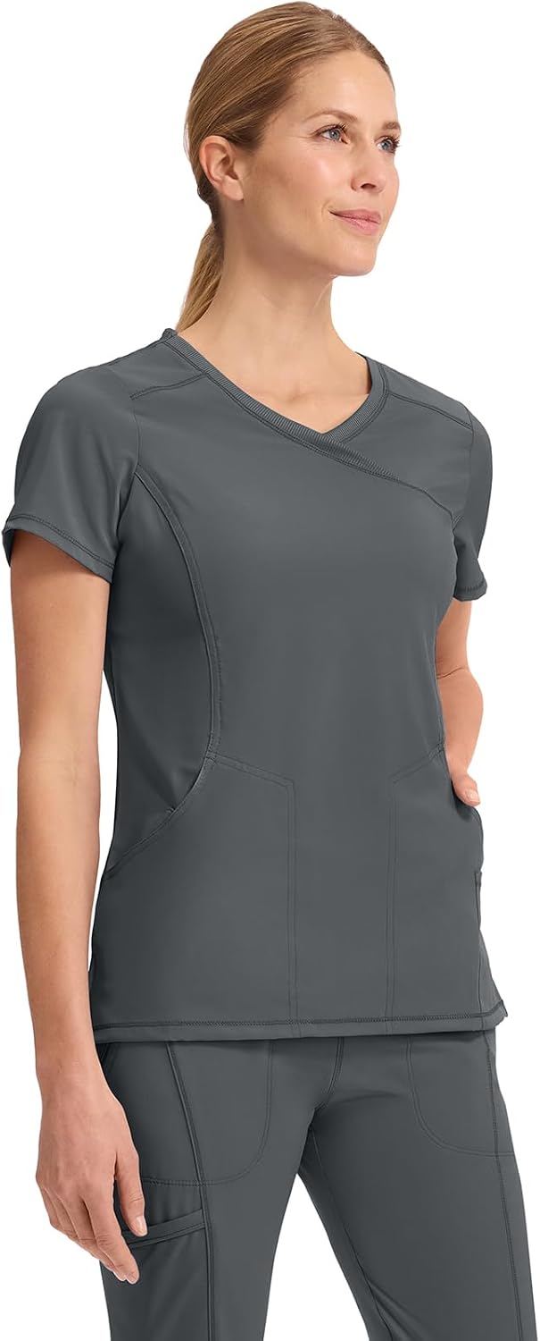 Cherokee Infinity Scrub Top for Women Mock Wrap Stretch