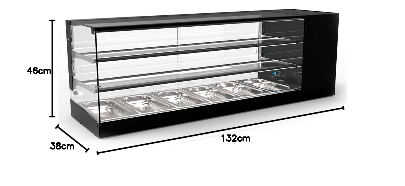Vetrina tapas Logic WORLDMAI x SAYL, 132 x 38 cm, 3 livelli e 6 vaschette GN 1/3 per ristorazione. Vetrina refrigerata professionale da banco con LED, per bar e ristoranti.