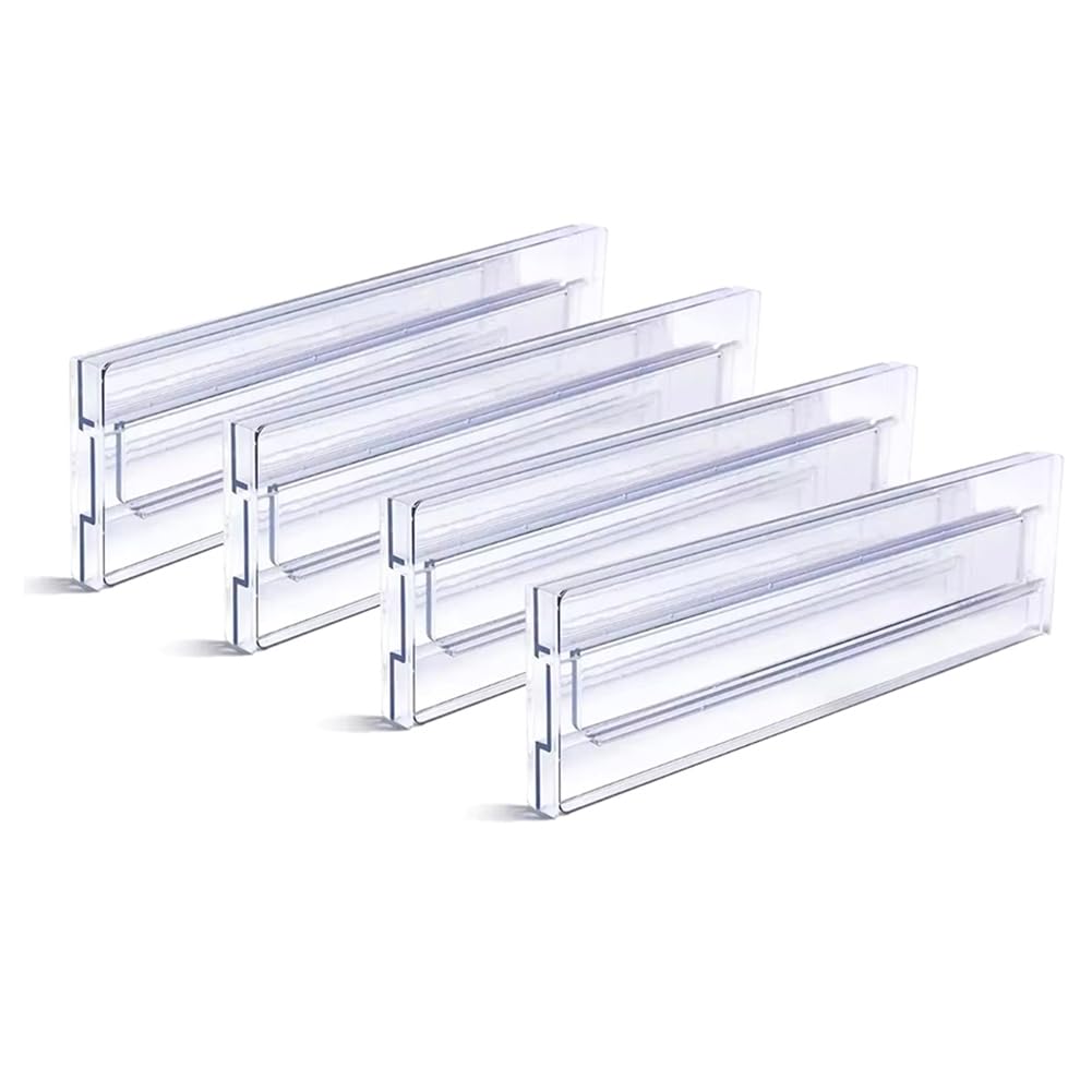 CTRLZS Expandable Drawer Wardrobe Divider Organizers Clear Plastic Partition Plates for Kitchen Cabinet Tool Storage