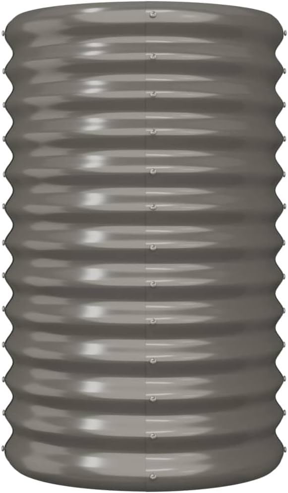 vidaXL Garden Planter Grey Powder-Coated Steel Medium Tough