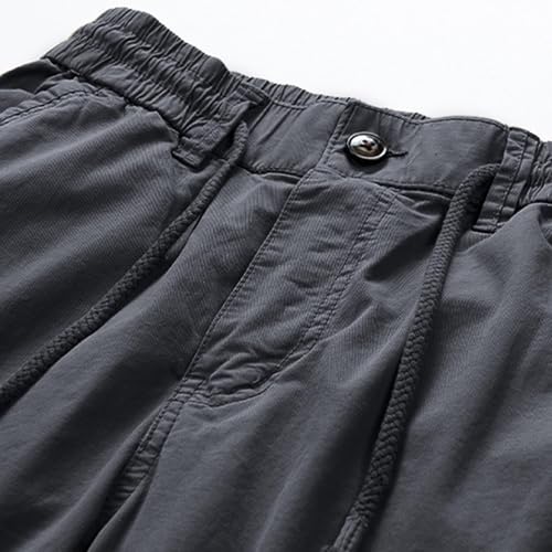 Mens Cargo Work Pants with Multi Pockets Trendy Distressed Patchwork Outdoor Trousers Retro Lazy Style Hiking Pants3