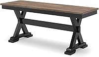 Signature Design by Ashley Wildenauer 50" Farmhouse Dining Bench - Two-Tone Dark Brown & Black, Sturdy Wood Frame